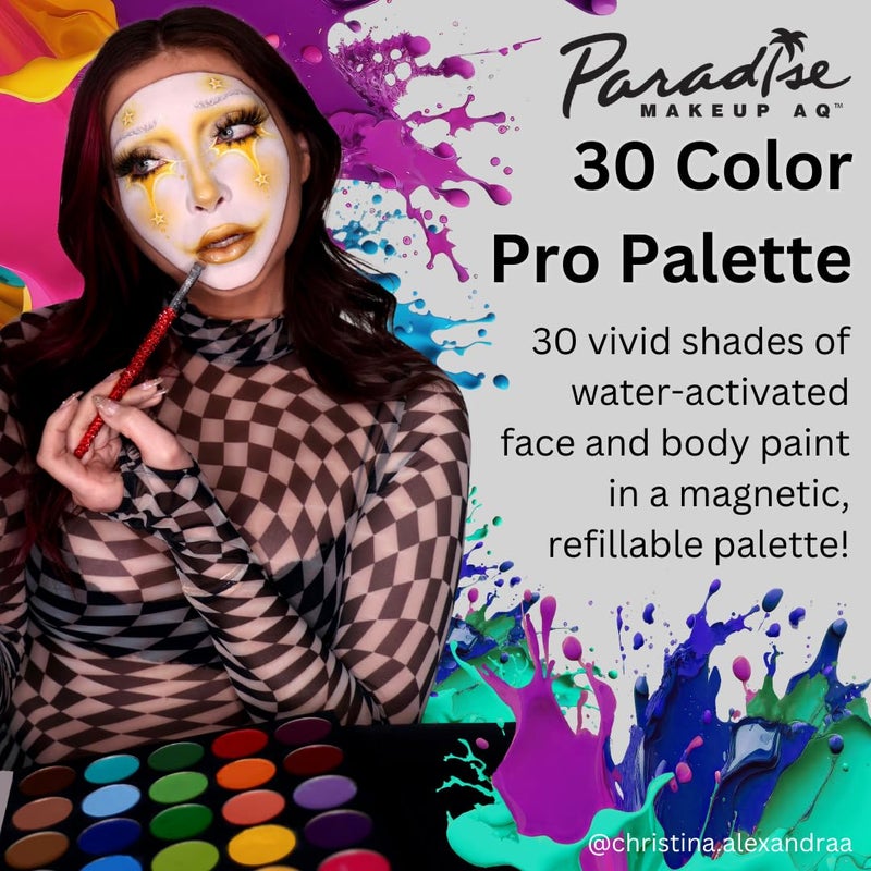 Mehron Makeup Paradise Makeup AQ 30 Color Pro Palette | Magnetic and Refillable Palette | Body Paint & Face Paint | Costumes, SFX, Halloween, & Cosplay - Image 3