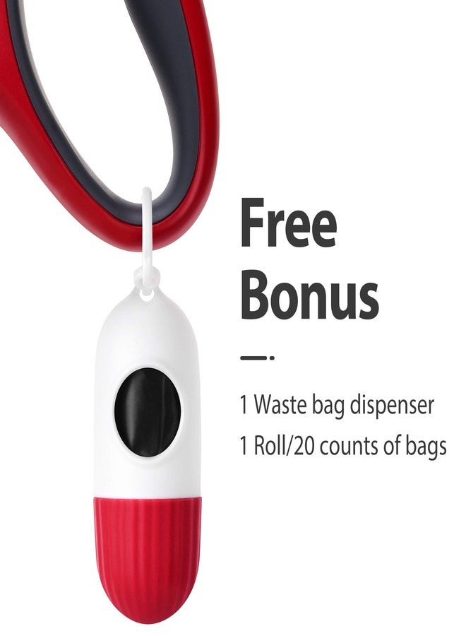 Fida Retractable Dog Leash with Dispenser and Poop Bags, 16 ft Pet Walking Leash for Small Dog or Cat up to 26 lbs, Anti-Slip Handle, Tangle Free, Reflective Nylon Tape (S, Red) - Image 2