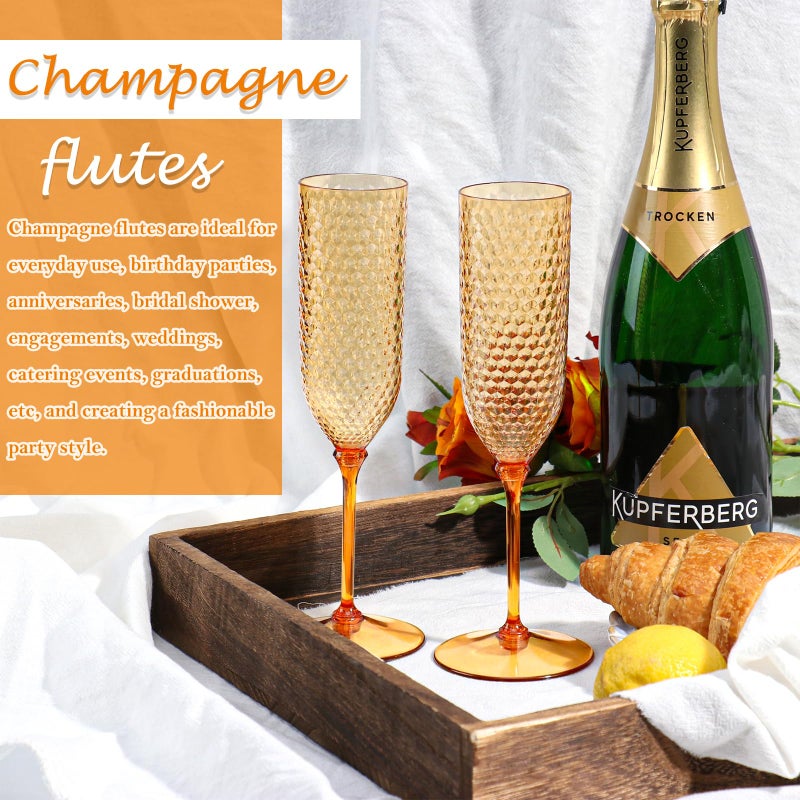 XUWAIDSGN 24 Pack Brown Detachable 2 piece Champagne Flutes 5.5 Oz Unbreakable Plastic Mimosa Disposable Champagne Glasses Drinking Cups Stemmed Reusable Wine Toasting Glasses for Wedding (24, Brown) - Image 5