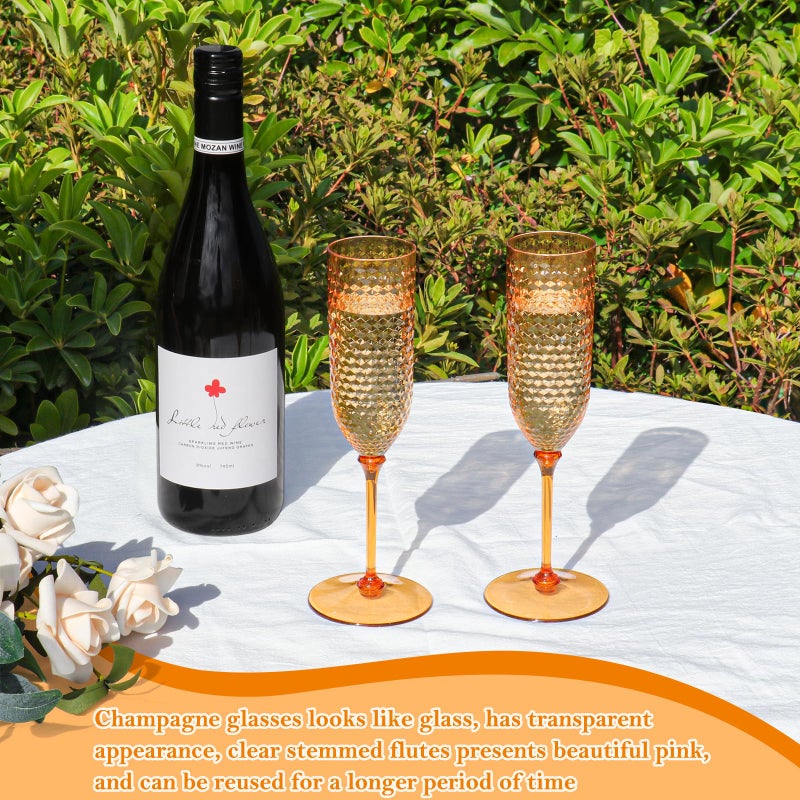 XUWAIDSGN 24 Pack Brown Detachable 2 piece Champagne Flutes 5.5 Oz Unbreakable Plastic Mimosa Disposable Champagne Glasses Drinking Cups Stemmed Reusable Wine Toasting Glasses for Wedding (24, Brown) - Image 4