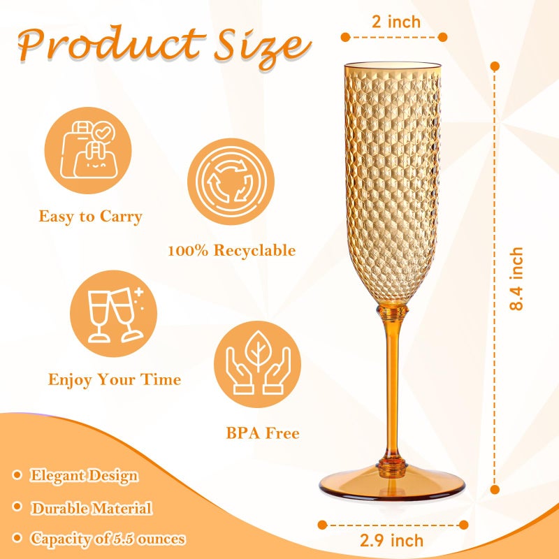 XUWAIDSGN 24 Pack Brown Detachable 2 piece Champagne Flutes 5.5 Oz Unbreakable Plastic Mimosa Disposable Champagne Glasses Drinking Cups Stemmed Reusable Wine Toasting Glasses for Wedding (24, Brown) - Image 2