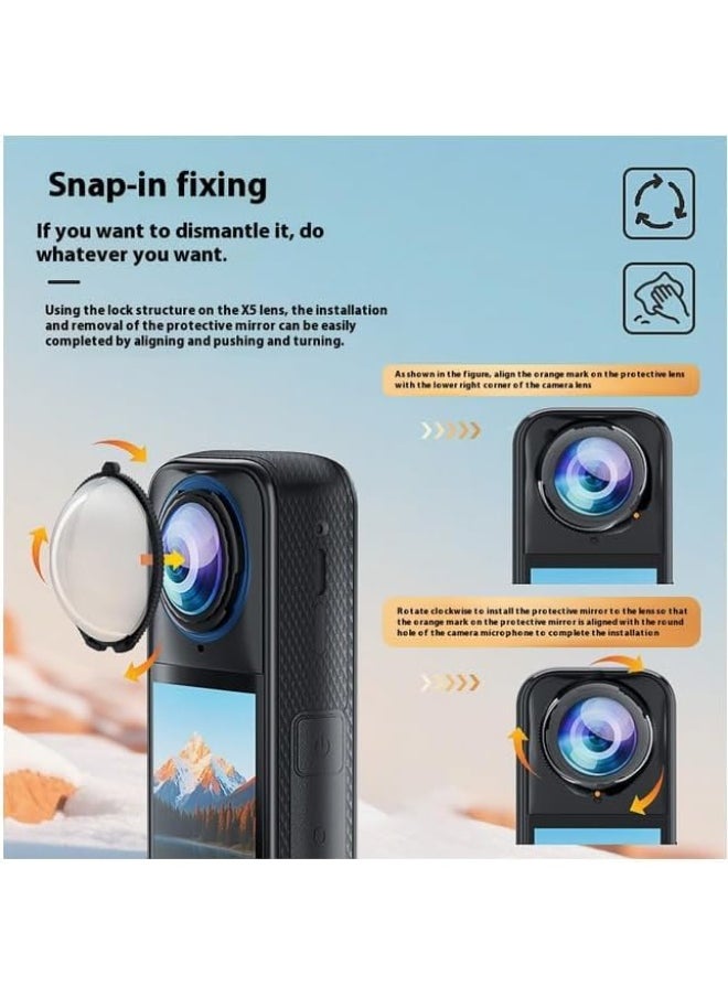 Lens Guards for Insta 360 X5, Dual Lens Protector Cover, Waterproof Dustproof, Action Camera Accessories (PC)
