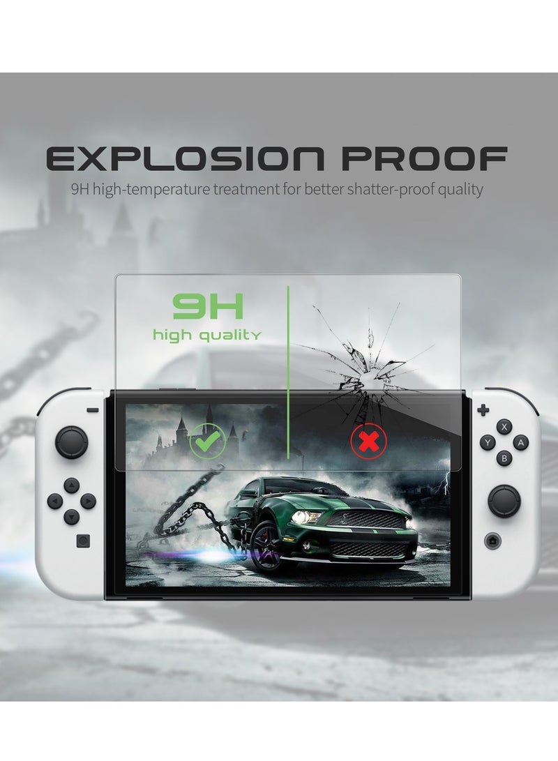 4-Piece Ultra-Tempered Glass Screen Protector for Nintendo Switch (Model OLED) - Scratch-Resistant, Fingerprint-Proof, Bubble-Free Installation, 9H Hardness, 0.33mm Ultra-Transparent - Image 4