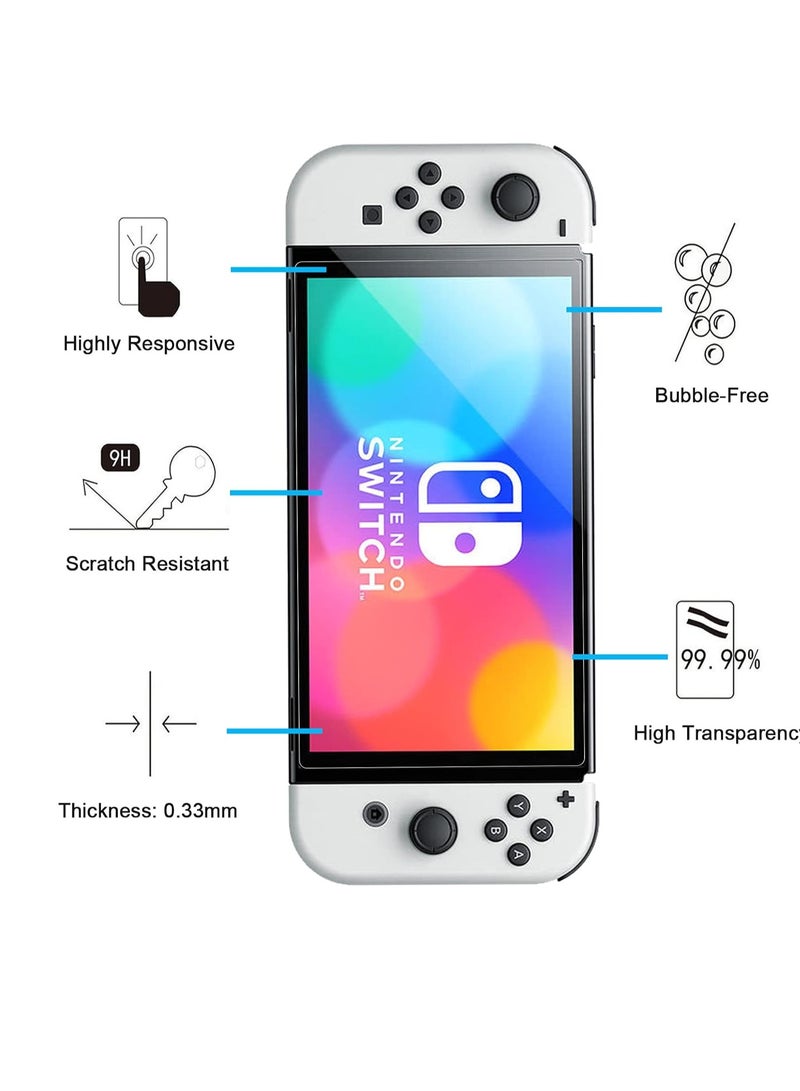 4-Piece Ultra-Tempered Glass Screen Protector for Nintendo Switch (Model OLED) - Scratch-Resistant, Fingerprint-Proof, Bubble-Free Installation, 9H Hardness, 0.33mm Ultra-Transparent - Image 3