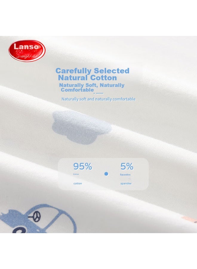 LANG SHA Langsha Children's Tank Top, Boys' Summer Thin Cotton Vest, Baby T-shirt Undershirt, 2-piece Set, White + Blue, Size 110 - Image 5