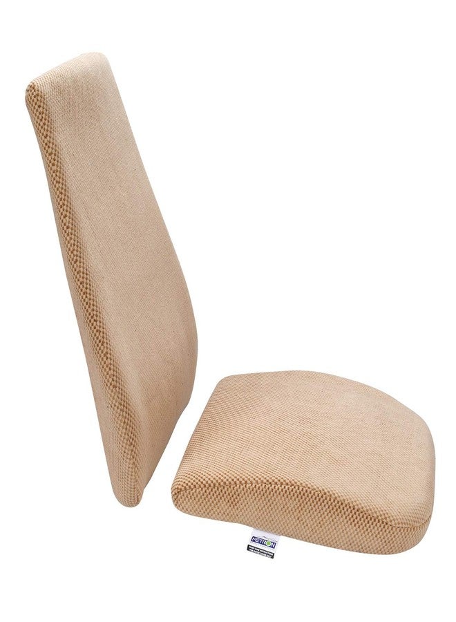 METRON Soft Seat Cushion & Lumbar Support for Office Chair, Car, Wheelchair, Memory Foam Pillow, Washable Covers (Beige) Pack of 2 pcs - Image 4