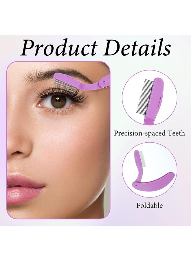 4 Pcs Foldable Eyelash Comb Eyelash Separators Tool Eyebrow Brush and Comb for Women Girls Separating Lashes Eliminating Mascara Clumps Grooming Brows - Image 3