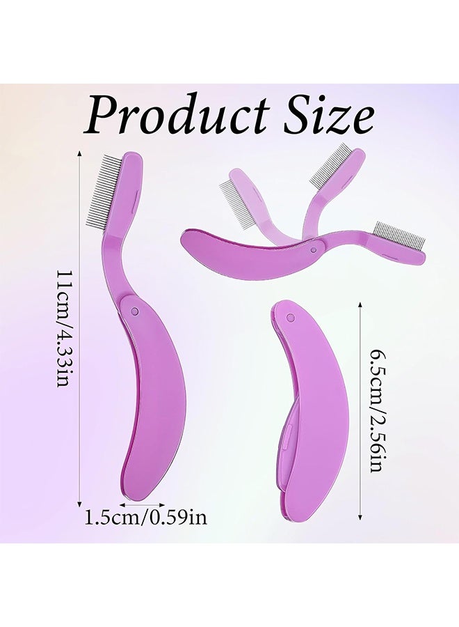 4 Pcs Foldable Eyelash Comb Eyelash Separators Tool Eyebrow Brush and Comb for Women Girls Separating Lashes Eliminating Mascara Clumps Grooming Brows - Image 2