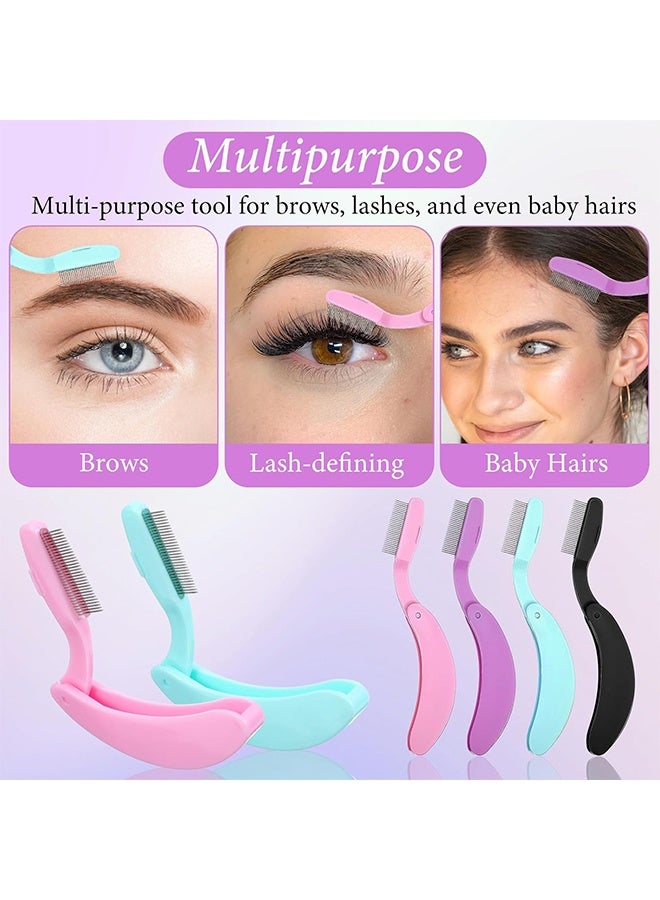 4 Pcs Foldable Eyelash Comb Eyelash Separators Tool Eyebrow Brush and Comb for Women Girls Separating Lashes Eliminating Mascara Clumps Grooming Brows - Image 5