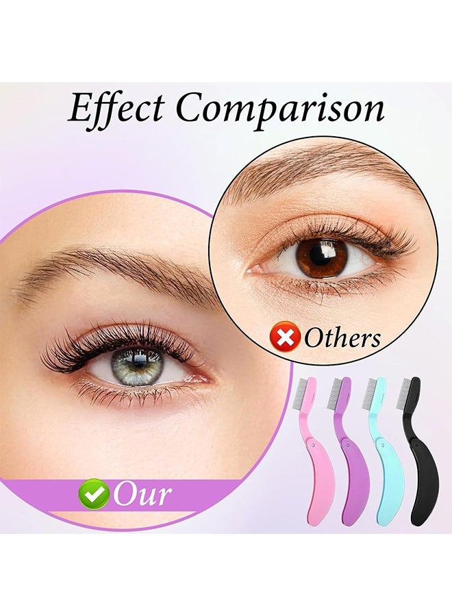 4 Pcs Foldable Eyelash Comb Eyelash Separators Tool Eyebrow Brush and Comb for Women Girls Separating Lashes Eliminating Mascara Clumps Grooming Brows - Image 4