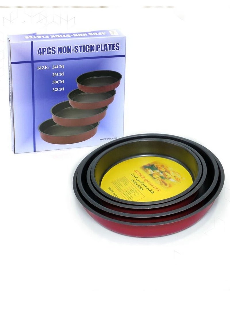 ALSAHAH 4-Piece Round Pan Set Red/Black - Image 2