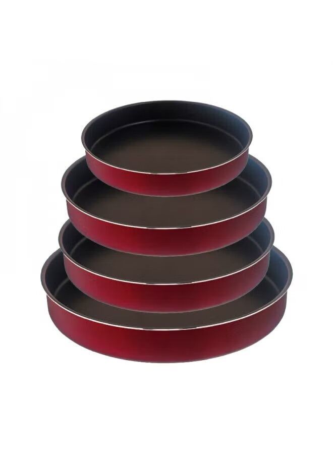 ALSAHAH 4-Piece Round Pan Set Red/Black - Image 4