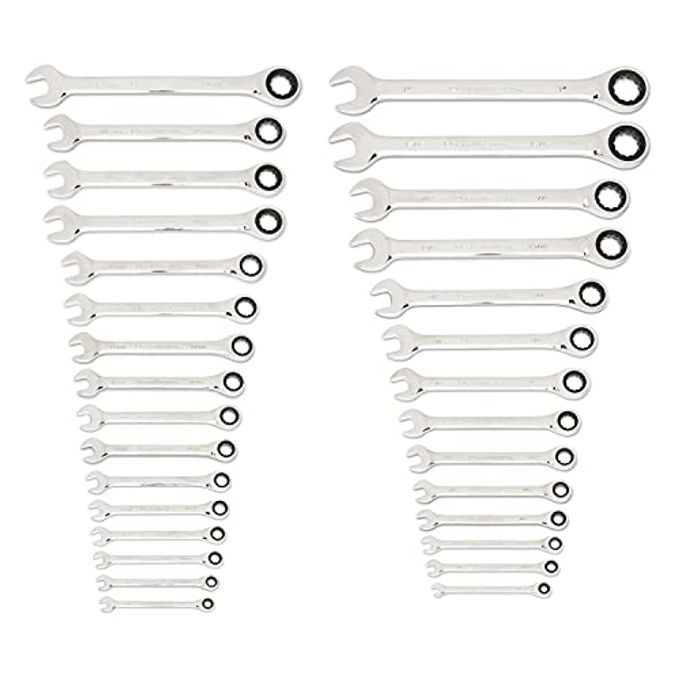GearWrench 30 Piece 12 Point Ratcheting Combination Sae/Metric (1/4-1 In., 8-24 Mm) Wrench Set With Wrench Racks 86702 - Image 3