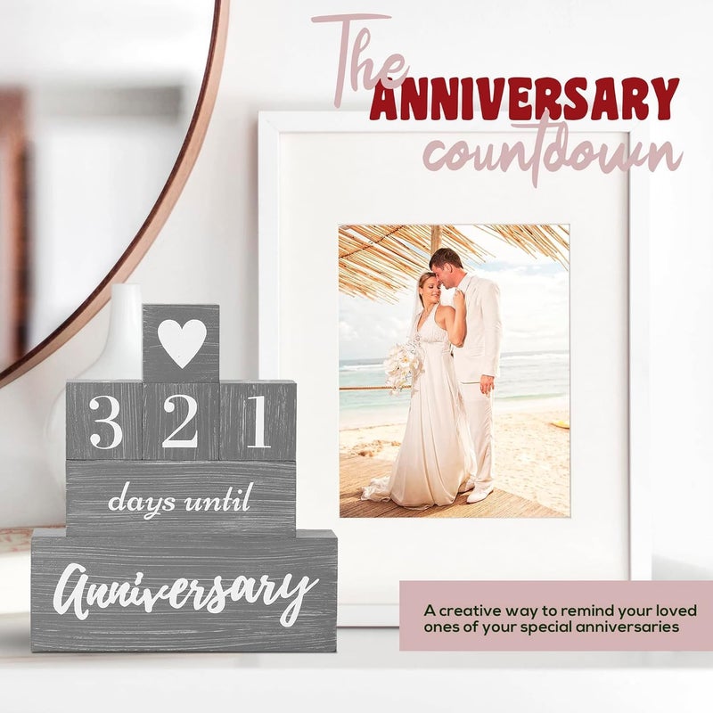 VELENTI Wedding Countdown Sign - Countdown Calendar Wedding Plaque - Cute Wedding Planning Gifts  Engagement Gifts  Gifts for Fiance - Rustic Wedding Decorations  Engagement Decorations (Grey) - Image 4