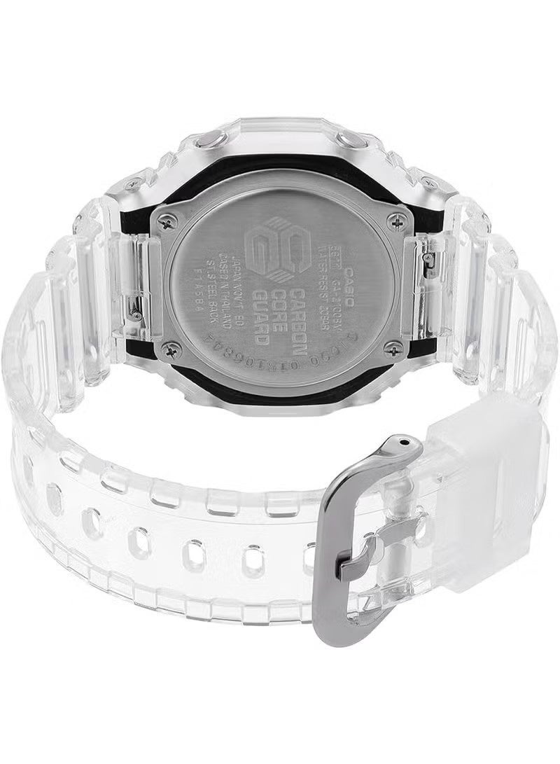 G-Shock GA-2100BM-7A2DR Men's Watch – Analog-Digital, Carbon Core Guard, White Bezel, Blue Dial, Translucent Band, Shock Resistant, 200M Water Resistant, Sport Casual Wristwatch - Image 2