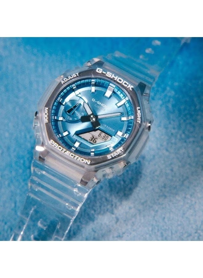 G-Shock GA-2100BM-7A2DR Men's Watch – Analog-Digital, Carbon Core Guard, White Bezel, Blue Dial, Translucent Band, Shock Resistant, 200M Water Resistant, Sport Casual Wristwatch - Image 4
