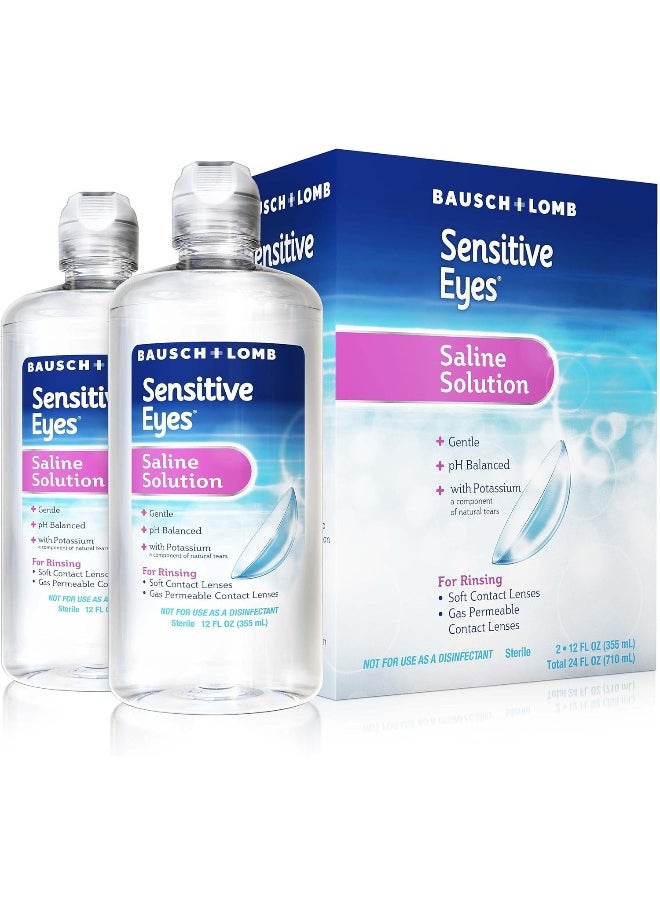 Bausch + Lomb Sensitive Eyes Saline Solution, 12 Fluid Ounce Each (Twin Pack)  - Image 1