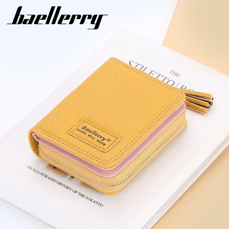 بايلليري محفظة نسائية من Baellerry بنقشة الليتشي، حامل بطاقات قصير بتصميم الأورغان، بسحّاب، وفتحات متعددة للبطاقات، مظهر فاخر، منتج الأكثر مبيعًا - Image 2