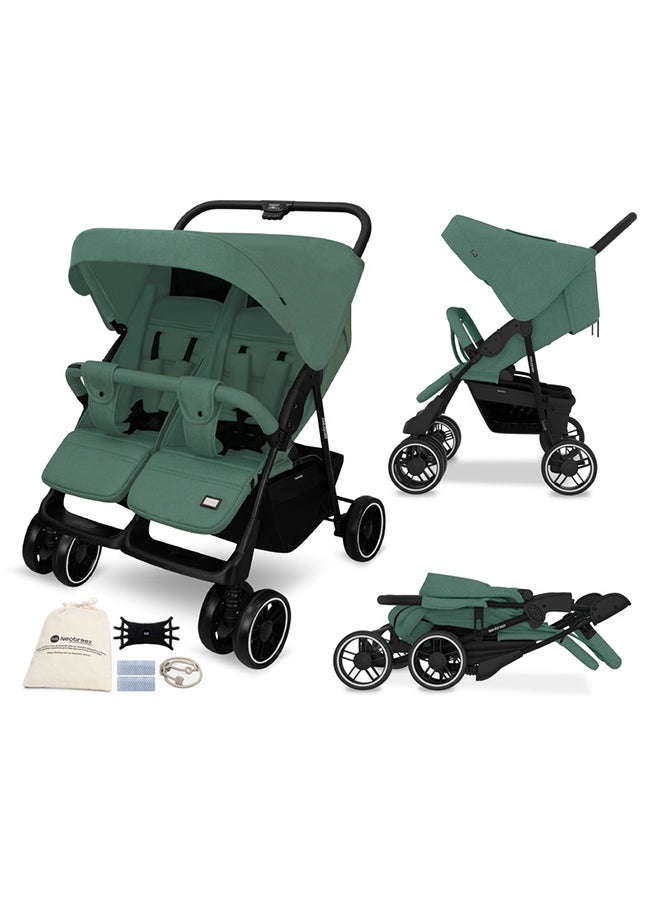 neobreez DUADX Sibling/Twin/Double Side by Side Baby Toddler Stroller,  Pushchair, One-Hand Fold,  Waterproof Canopy,  Gift And String Bag, Phone Holder, Toy Strap, Reflective Sticker, 0-3yrs, 30kg, 3yrs warranty  - Image 1