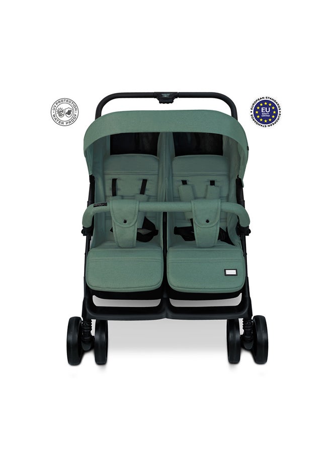 neobreez DUADX Sibling/Twin/Double Side by Side Baby Toddler Stroller,  Pushchair, One-Hand Fold,  Waterproof Canopy,  Gift And String Bag, Phone Holder, Toy Strap, Reflective Sticker, 0-3yrs, 30kg, 3yrs warranty  - Image 2