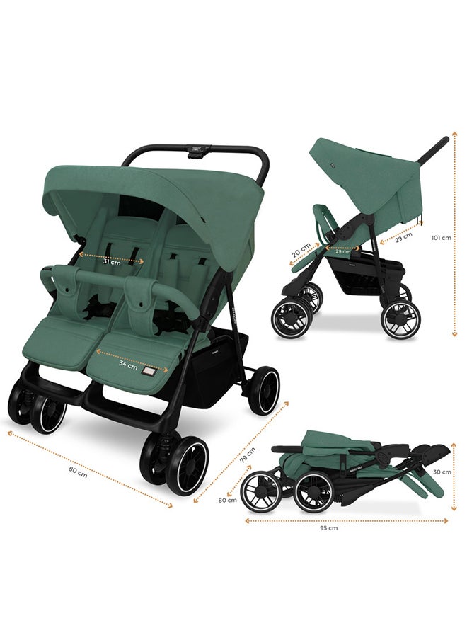 neobreez DUADX Sibling/Twin/Double Side by Side Baby Toddler Stroller,  Pushchair, One-Hand Fold,  Waterproof Canopy,  Gift And String Bag, Phone Holder, Toy Strap, Reflective Sticker, 0-3yrs, 30kg, 3yrs warranty  - Image 3