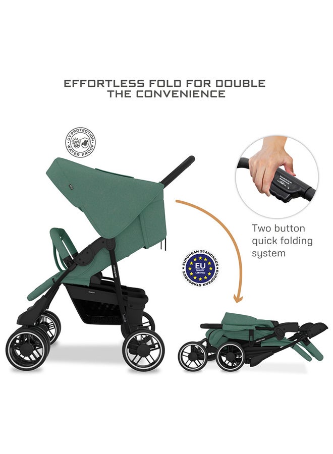 DUADX Sibling/Twin/Double Side by Side Baby Toddler Stroller,  Compact Baby Trolley Pushchair, One-Hand Fold,  Waterproof UPF 50+ Canopy, 0-3yrs,  30kg, 3yrs Warranty
