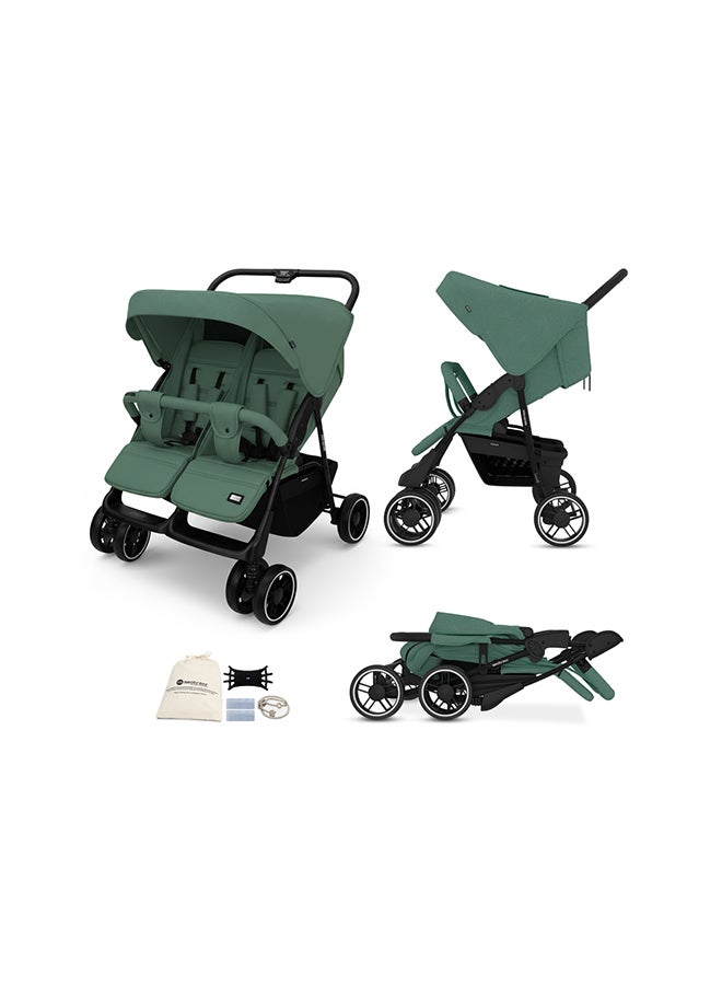 neobreez عربة أطفال مزدوجة DUADX للأشقاء/التوائم/الجانب بجانب، عربة أطفال مدمجة، قابلة للطي بيد واحدة، مظلة مقاومة للماء UPF 50+، 0-3 سنوات، 30 كجم، ضمان 3 سنوات - Image 1