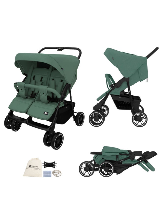 neobreez DUADX Sibling/Twin/Double Side by Side Baby Toddler Stroller,  Compact Baby Trolley Pushchair, One-Hand Fold,  Waterproof UPF 50+ Canopy, 0-3yrs,  30kg, 3yrs Warranty - Image 1