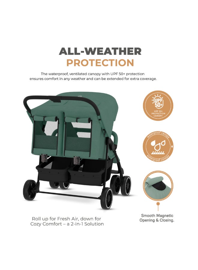 neobreez DUADX Sibling/Twin/Double Side by Side Baby Toddler Stroller,  Compact Baby Trolley Pushchair, One-Hand Fold,  Waterproof UPF 50+ Canopy, 0-3yrs,  30kg, 3yrs Warranty - Image 5