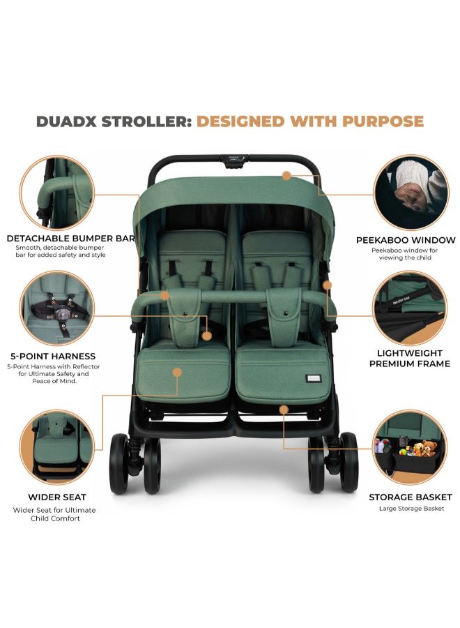 neobreez DUADX Sibling/Twin/Double Side by Side Baby Toddler Stroller,  Compact Baby Trolley Pushchair, One-Hand Fold,  Waterproof UPF 50+ Canopy, 0-3yrs,  30kg, 3yrs Warranty - Image 4