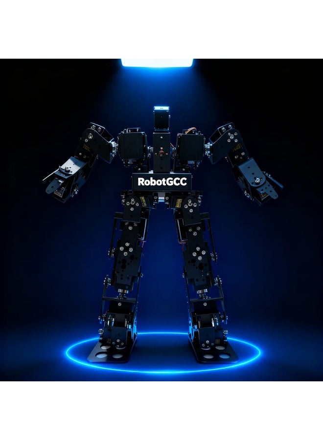 robotgcc 17DOF Humanoid Robot Aluminum Alloy DIY Kit Programmable Robotics Platform Servo Motor Biped Development Frame STEM Engineering Research Mechanical Structure Coding System - Image 4