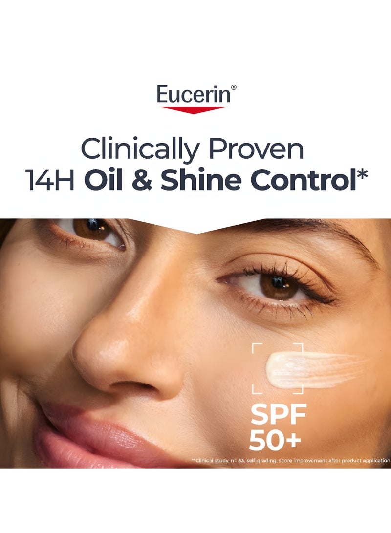 Eucerin Oil Control Face Sunscreen Gel-Cream SPF50+ Dry Touch UV Protection High UVA/UVB Defense Lightweight Non-Greasy Texture Makeup Friendly For Blemish-Prone Skin 50ml - Image 2