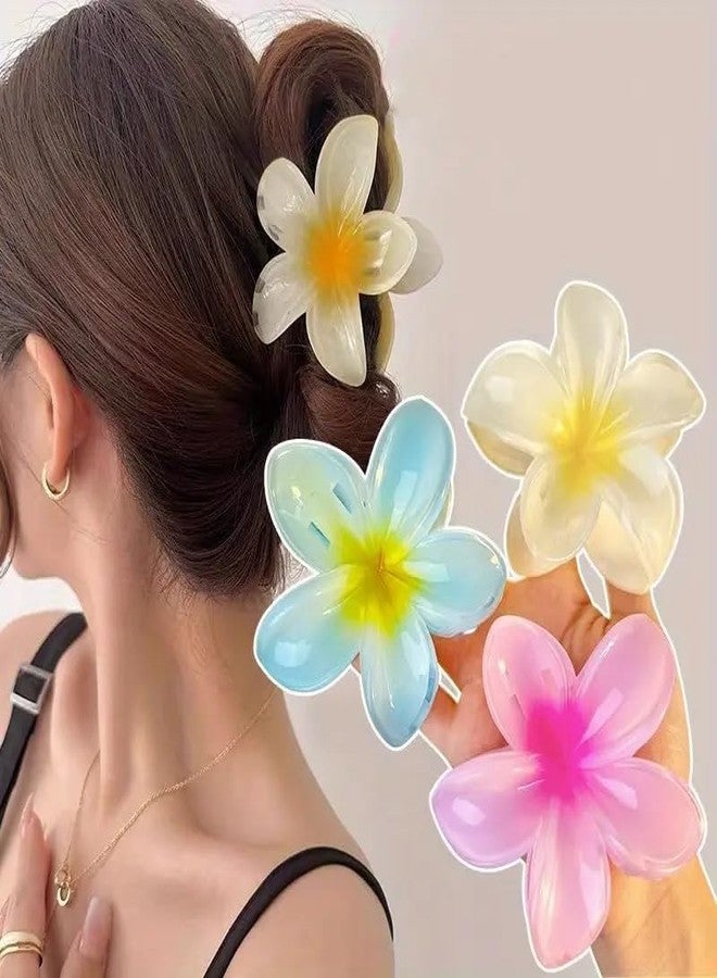 مشابك شعر على شكل زهور من WECROO، إكسسوارات شعر على طراز زهرة البلوميريا، حجم كبير للشعر الكثيف، مشابك قوية التثبيت مانعة للانزلاق، مشبك صغير أنيق ولطيف غير لامع للفتيات والسيدات (متعدد الألوان، عبوة من 12 قطعة) - Image 4