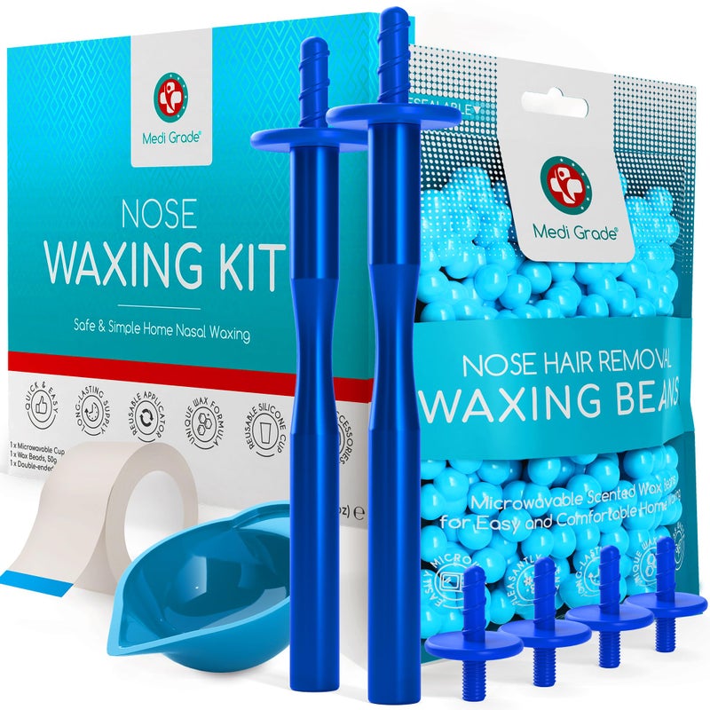 Medi Grade Ecofriendly Nose Wax Kit for Men and Women 26 Applications Reusable Metal Nose Wax Stick Microwavable Cup Nose Hair Wax Removal for Unsightly Itchy Nasal Hair