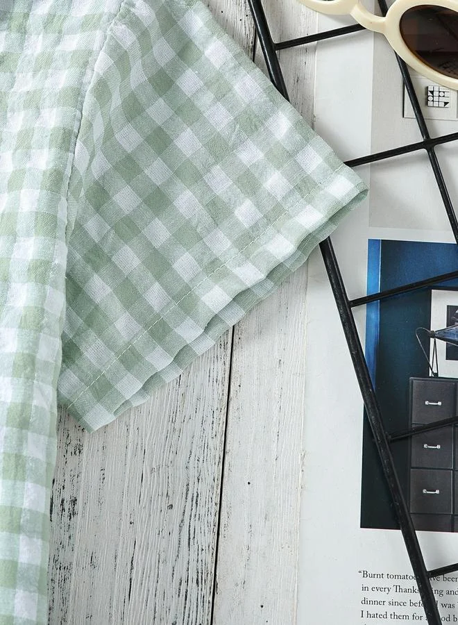 Take Two Green Boys Green Checked Short Sleeve Shirt And Shorts Set for Men | Best Price UAE