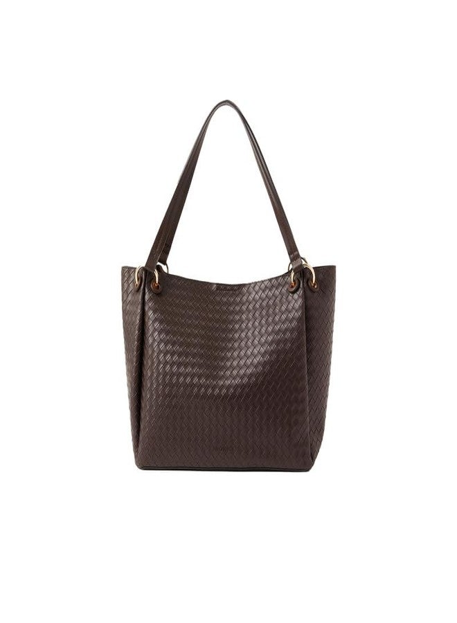 Accessorize London Women's Chocolate Brown Woven Shoulder Bag - Image 1