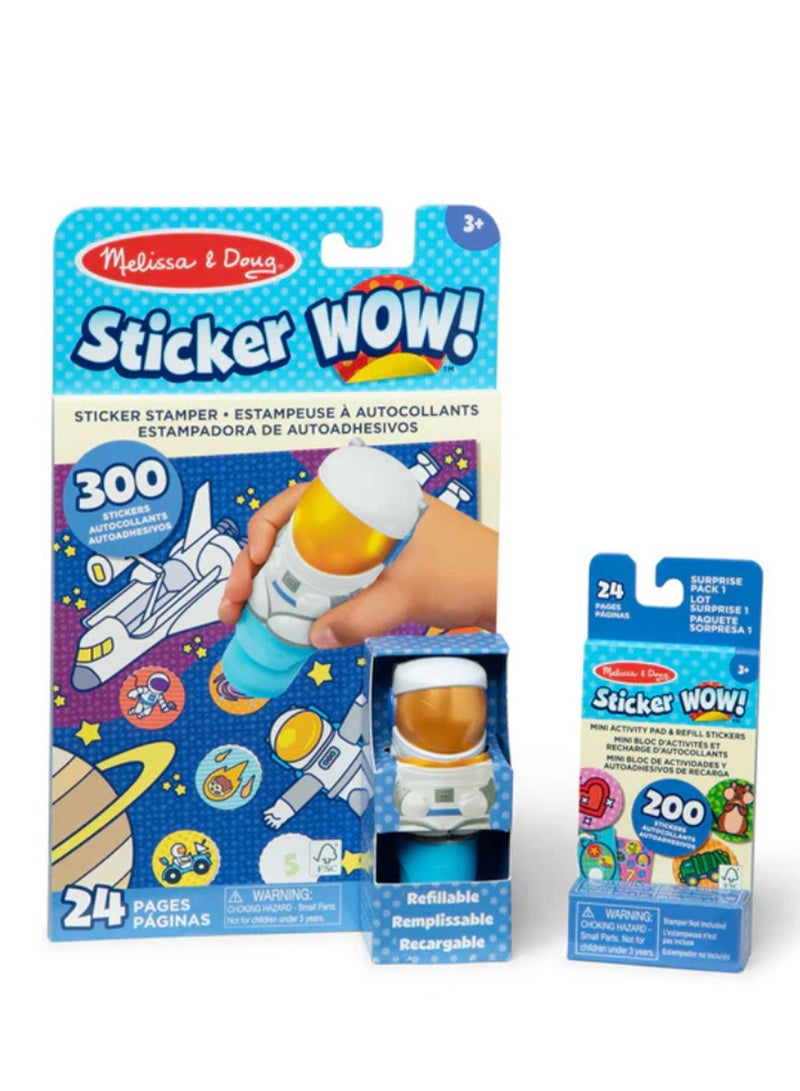 Melissa & Doug Sticker WOW! – Astronaut Bundle (New Refill) – Mess-Free Sticker Stamper with Space Activity Pad – Creative Fun for Fine Motor Skills & Imaginative Play for Kids Ages 3+ | SM-6075505 - Image 1