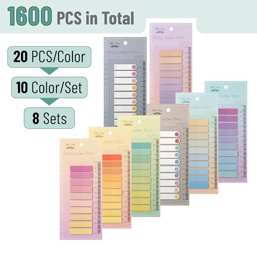 Mr. Pen Mr Pen Colorful Sticky Tabs 1600 pcs Translucent Page Markers WaterResistant Book Tabs for Annotating Bible Study Planning Indexing Document Organization - Image 3