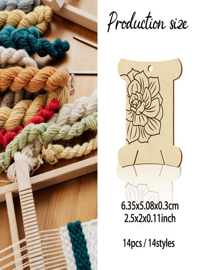NBEADS 14 Pcs 14 Styles Wooden Thread Winding Boards,Thread Winding Plate Board with Flower Pattern Thread Bobbins Organizer Sewing Thread Winding Card for Embroidery Cross-Stitch Sewing Craft - Image 2