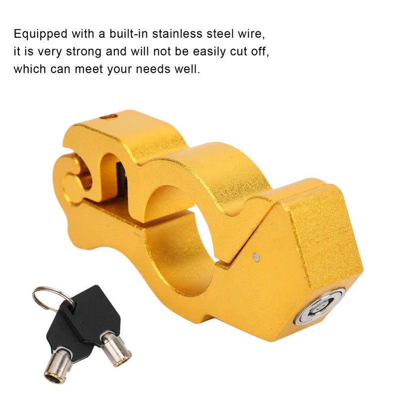 Motorcycle Handlebar Grip Brake Lock Anti Theft Security Lock With Stainless Steel Wire Yellow Universal Fit - Image 3