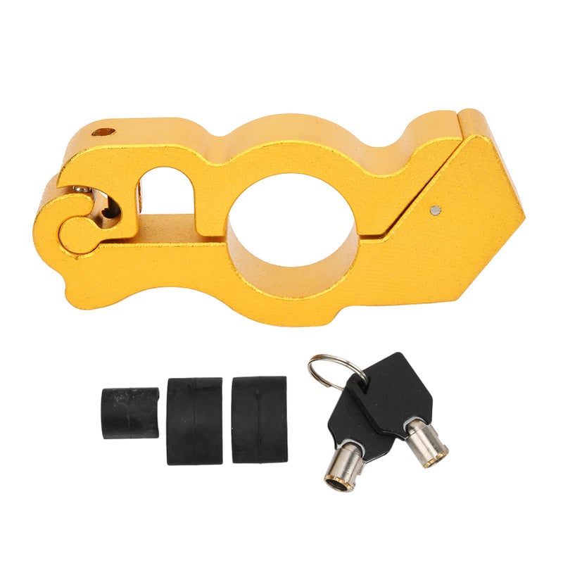 Motorcycle Handlebar Grip Brake Lock Anti Theft Security Lock With Stainless Steel Wire Yellow Universal Fit - Image 2