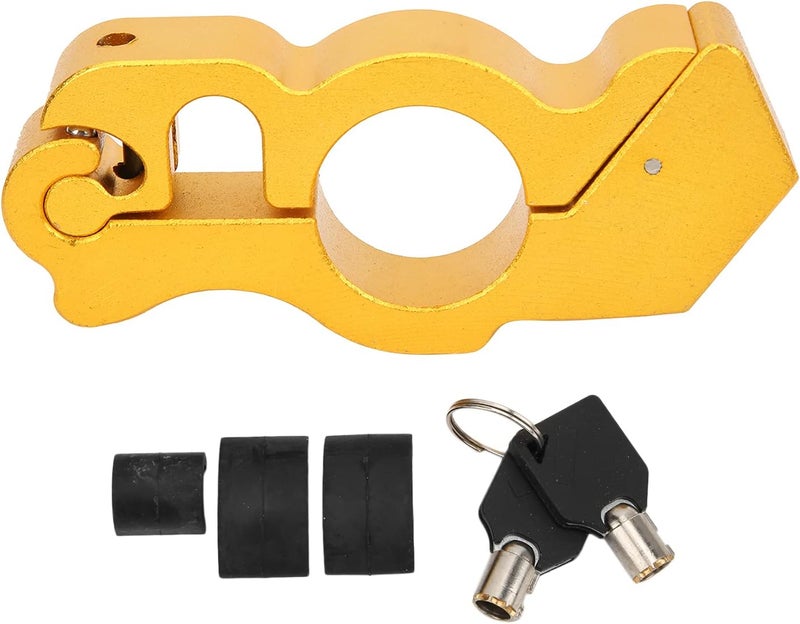 Motorcycle Handlebar Grip Brake Lock Anti Theft Security Lock With Stainless Steel Wire Yellow Universal Fit - Image 1