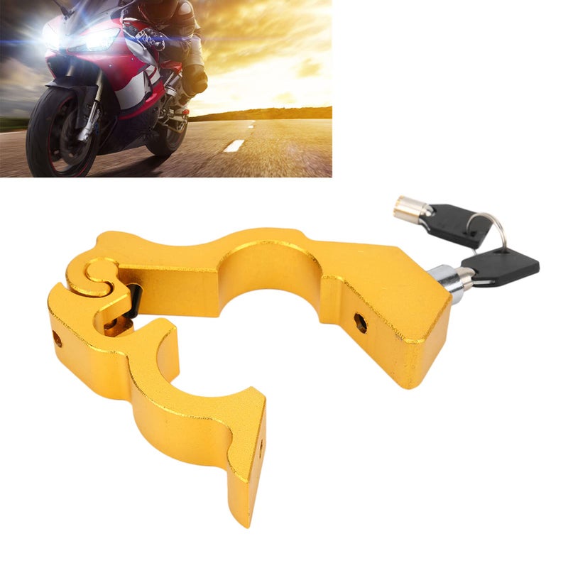 Motorcycle Handlebar Grip Brake Lock Anti Theft Security Lock With Stainless Steel Wire Yellow Universal Fit - Image 4