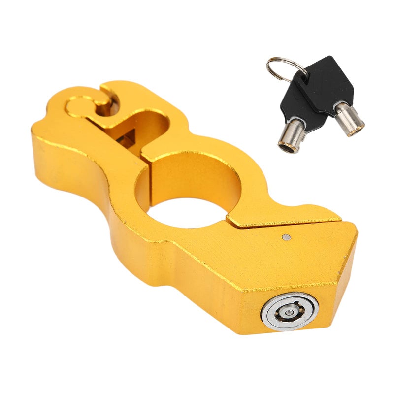 Motorcycle Handlebar Grip Brake Lock Anti Theft Security Lock With Stainless Steel Wire Yellow Universal Fit - Image 5