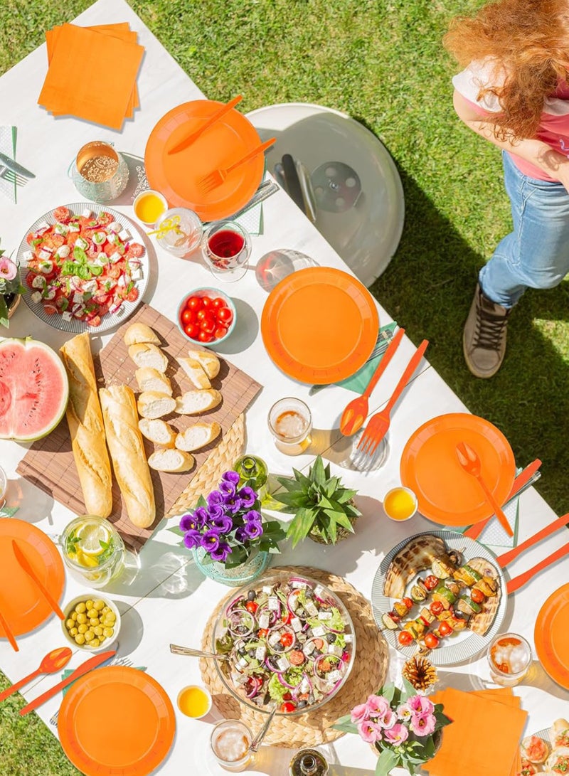 HomarKet 200 Pcs Disposable Paper Plates and Napkins,25 Guest Party Supplies Dinnerware Set Include Scalloped Plates Paper Napkin Cup Straw Plastic Spoon Fork Knive for Party,Wedding, - Image 5