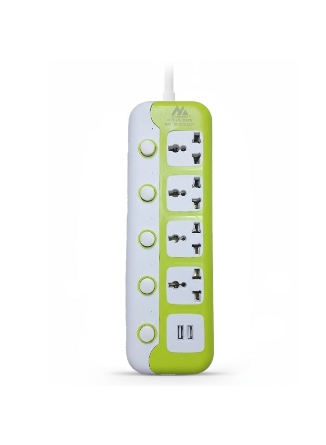 ELMAGHRABY Multi Socket Power Strip with 4 Universal Outlets, 2 USB Ports Fast & Safe Charging Extension with Overload Protection, Fire Resistant Design, Independent Switches and Smart Chip for Home & Office Use - Image 1