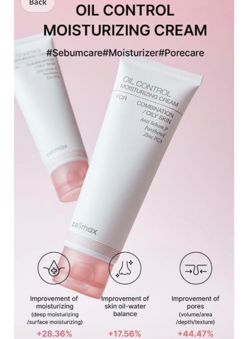 celimax CELIMAX Oil Control Moisturizing Cream, Lightweight Face Cream for Oily and Acne-Prone Skin, Hydrating and Balancing Formula with Soothing Botanicals, Daily Moisturizer for Clear, Matte Skin, 80ml  - Image 3