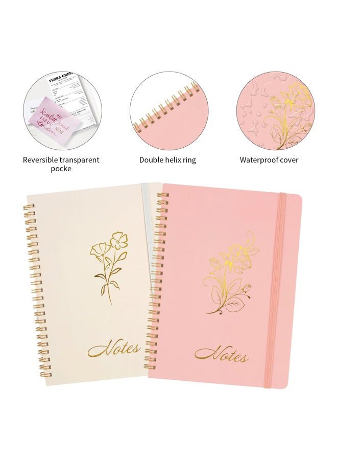 Joyberg Aesthetic Spiral Notebook, 2PCS Cute Notebook, 8.3" x 6" Notebook For Women, A5 Spiral Journal Notebook for Office/School/Home (Pink & Beige) - Image 3