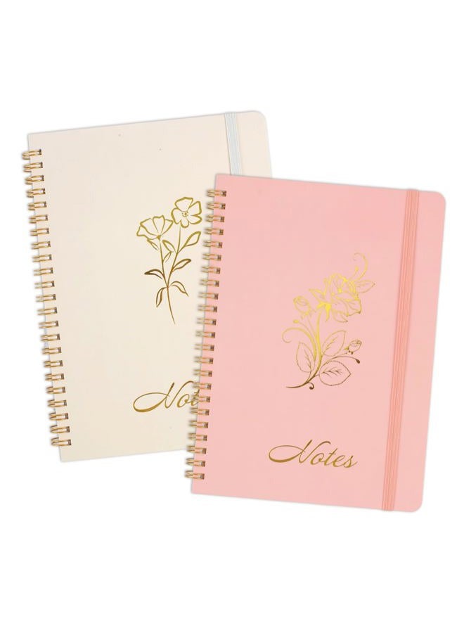 Joyberg Aesthetic Spiral Notebook, 2PCS Cute Notebook, 8.3" x 6" Notebook For Women, A5 Spiral Journal Notebook for Office/School/Home (Pink & Beige) - Image 1
