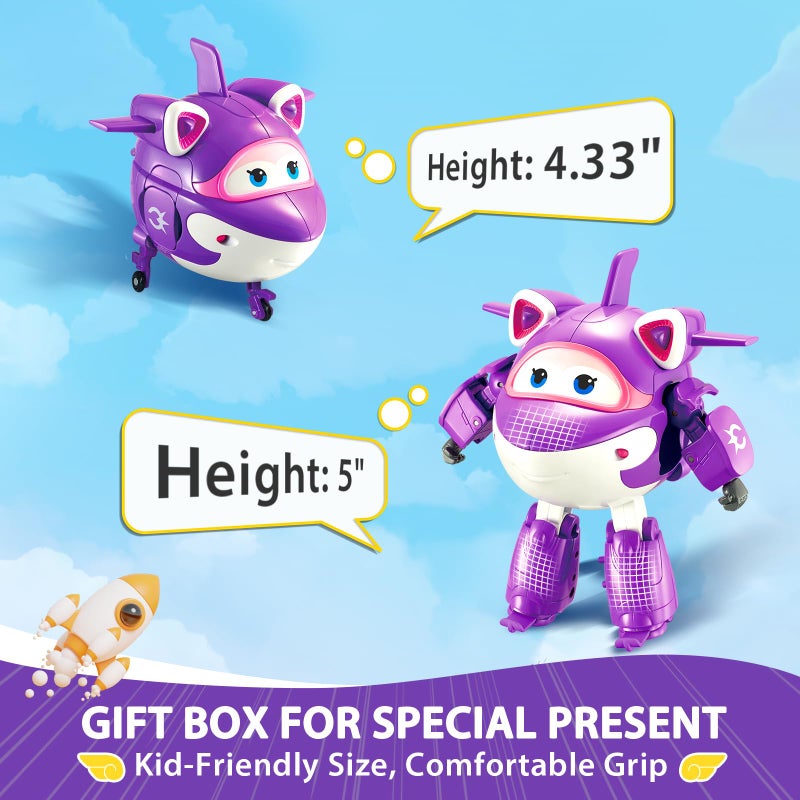 Super Wings Transformable Plane Toys, 5 Crystal Airplane Figures, 2 in 1 Rescue Bots Action Figures for 3-7 Year Olds - Image 5